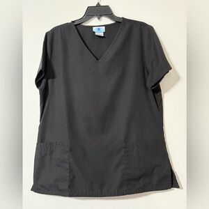 Black SB Scrubs V-Neck Short Sleeve Medical Uniform Top Size M Medium